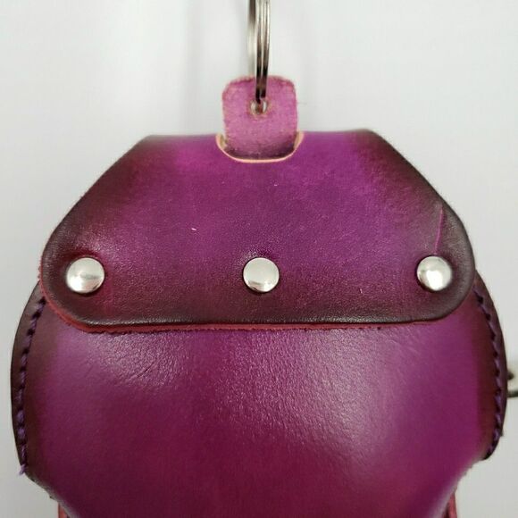 Sugar Skull Leather Wristlet Small Purple Coin Purse Keychain Calavera Wallet - Picture 14 of 16